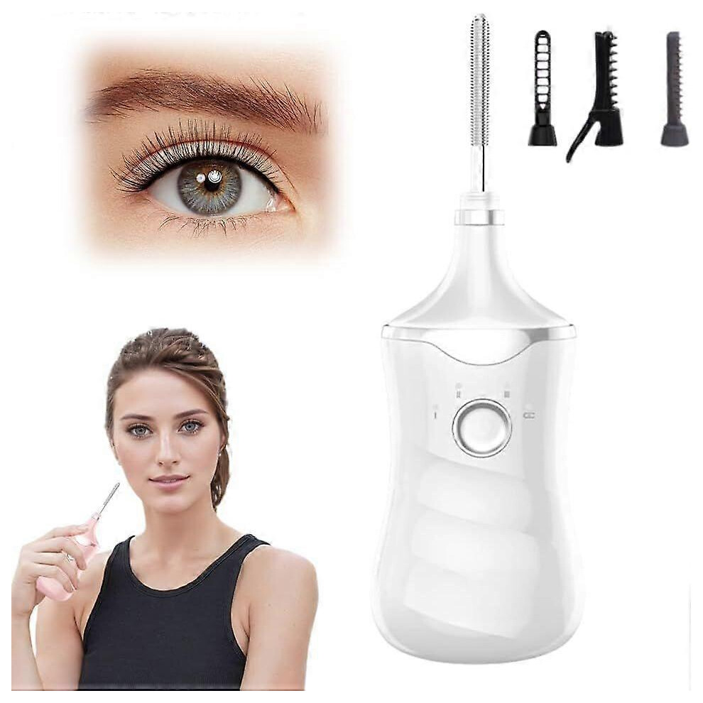 (White) Electric Heated Eyelash Curler Portable Rechargeable Long Lasting Beauty Makeup Tool for Women