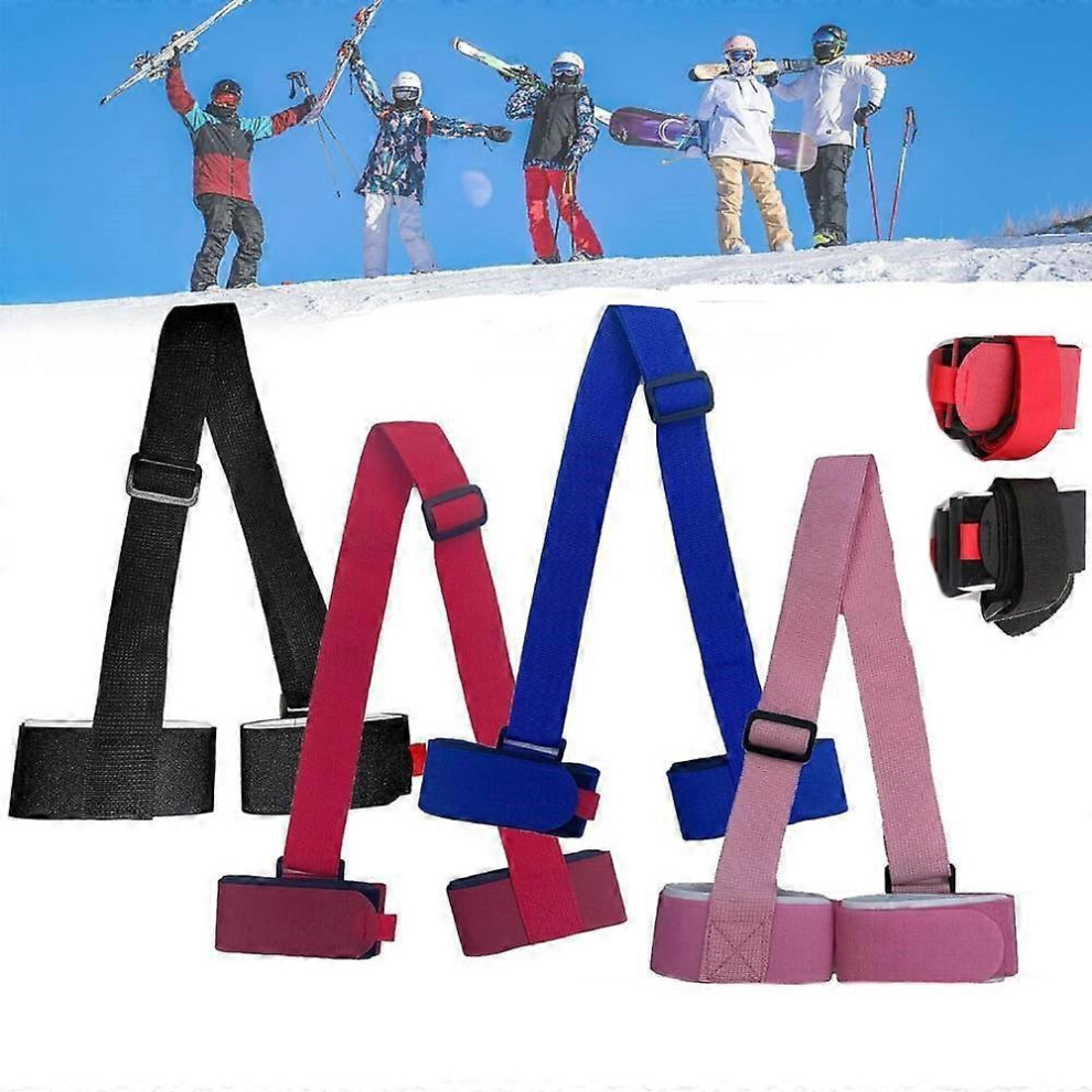 (Pink) Skimate Ski Straps, Ski Straps For Carrying, Ski Carrier Strap, Ski Harness Pink