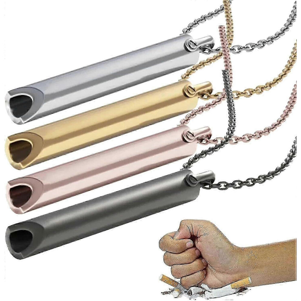 (steel pink) Breathlace Necklace, Breathlace Stop Smoking Necklace, Breathlace Breath Necklace, Stainless Steel Mindful Breathing Necklace, Anxiety Relief Breathin