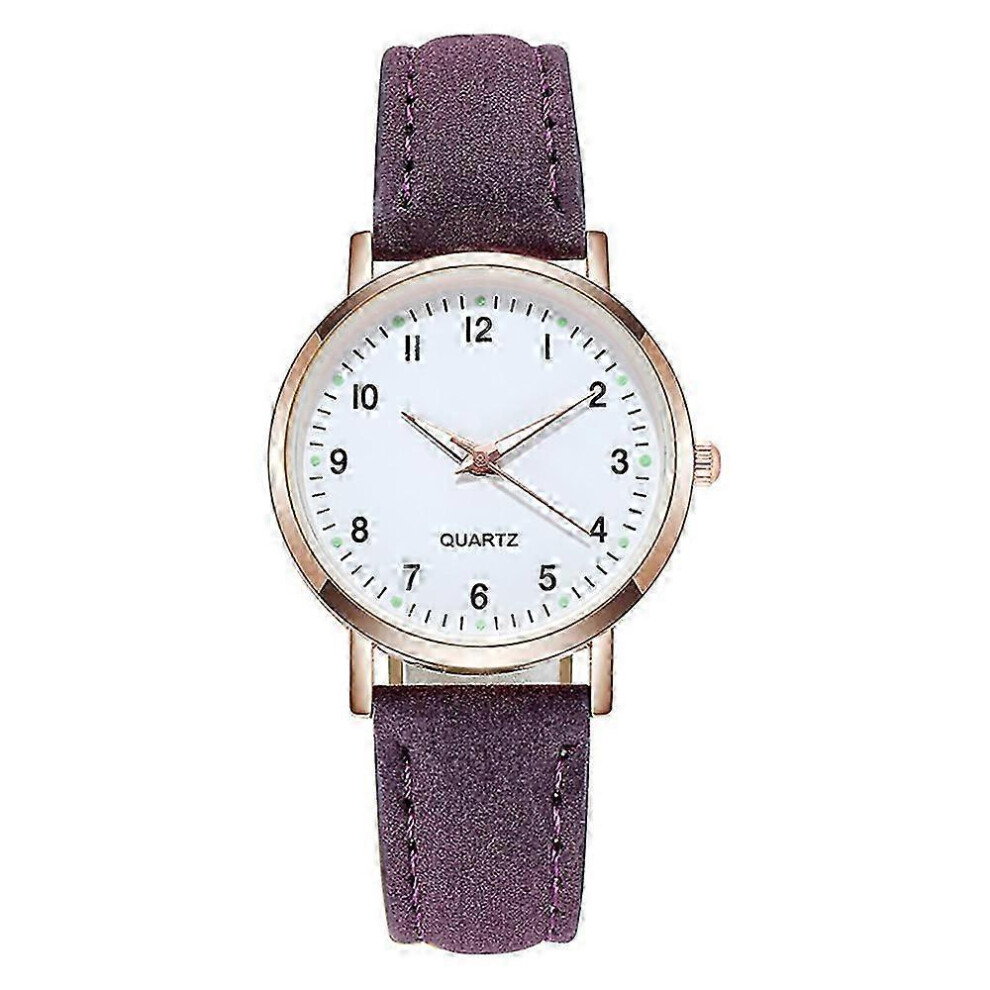(Purple) Ladies Watches Womens Small Quartz Analogue Wrist Watch Casual Leather Purple