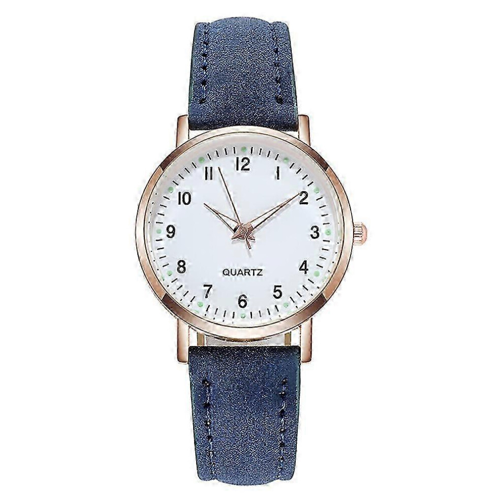 (Blue) Ladies Watches Womens Small Quartz Analogue Wrist Watch Casual Leather Blue