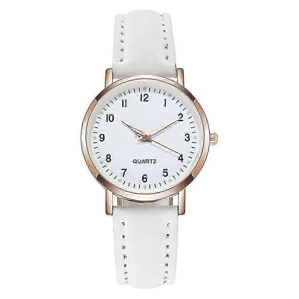 (White) Ladies Watches Womens Small Quartz Analogue Wrist Watch Casual Leather White