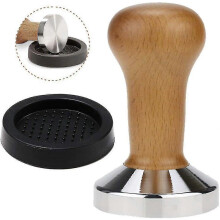 Coffee Press with Silicone Pad Wooden Coffee Press with Stainless Steel Base for Espresso Coffee Supplies