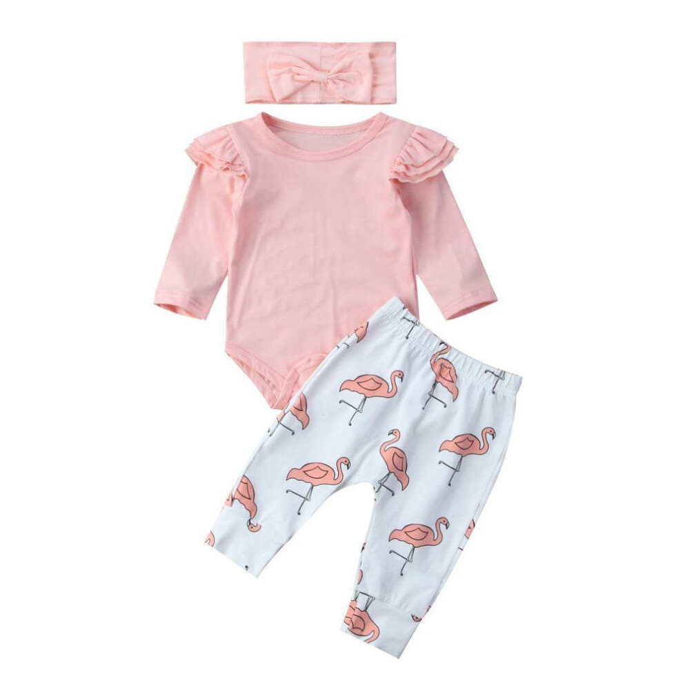 (6-12m) Newborn Baby Girl Clothes Romper T-shirt Top+pants Leggings Outfits 3pcs Set