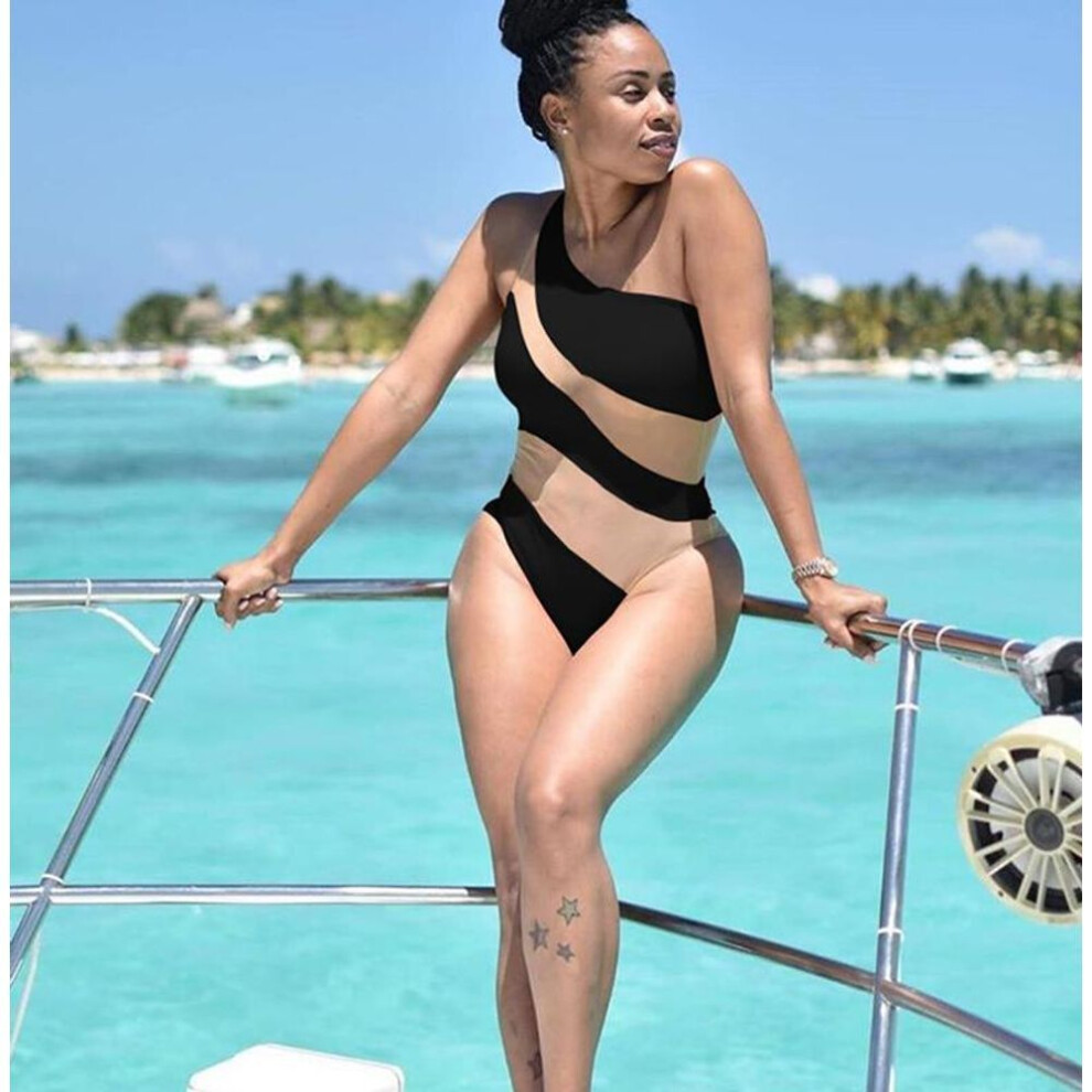 (black, S) Women One Piece Bikini Push-up Padded  Bathing Swimwear Beach Monokini Swimsuit