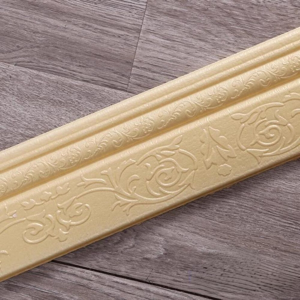 (gold) 230x10cm Self Adhesive Wall Skirting Border 3D Floral Wallpaper Sticker Ceiling Diy Home Decor