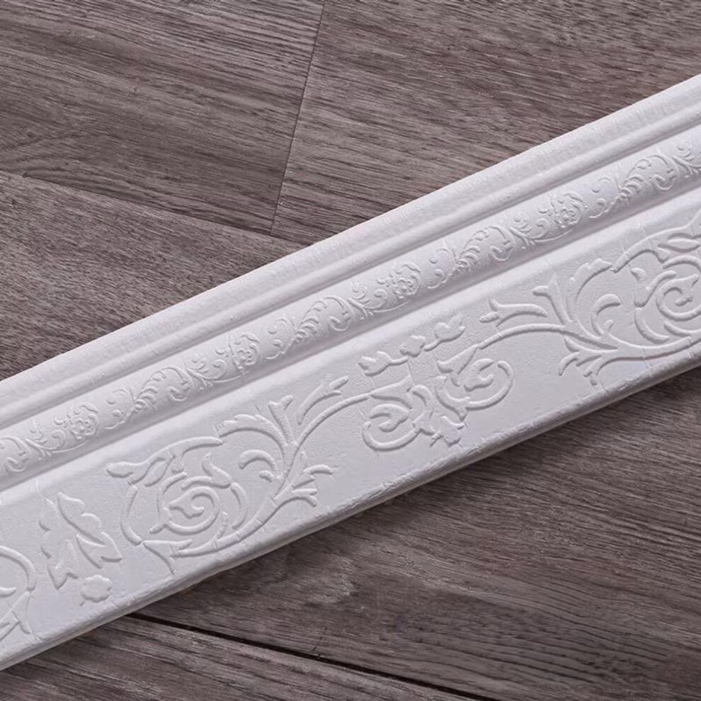(white) 230x10cm Self Adhesive Wall Skirting Border 3D Floral Wallpaper Sticker Ceiling Diy Home Decor