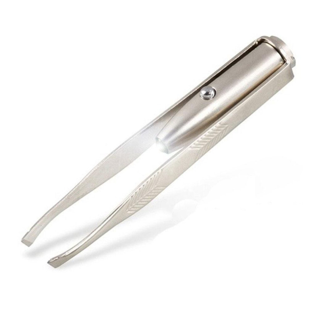 (as the picture) Women Pro Makeup Led Light Eyelash Tweezers Tools