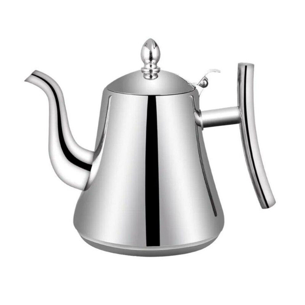 (silver, 1L) 1pc Stainless Steel Tea Kettle Home Hotel Water Heater Coffee Pot Induction Filter Teapot