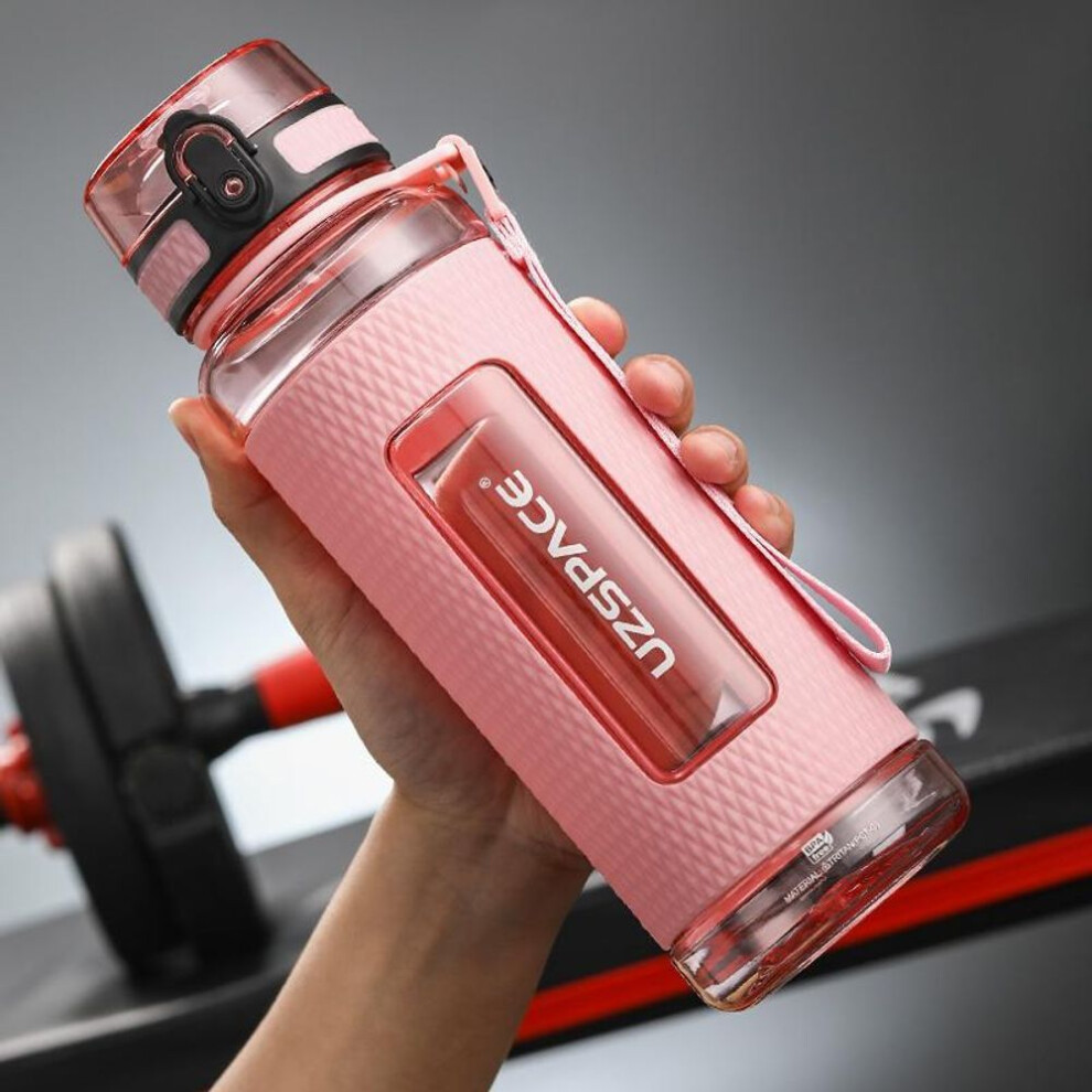 (pink, 520ml) Sports Water Bottles Gym Leak-proof Drop-proof Portable Shaker Outdoor Travel Kettle Plastic Drink Water Bottle BPA Free