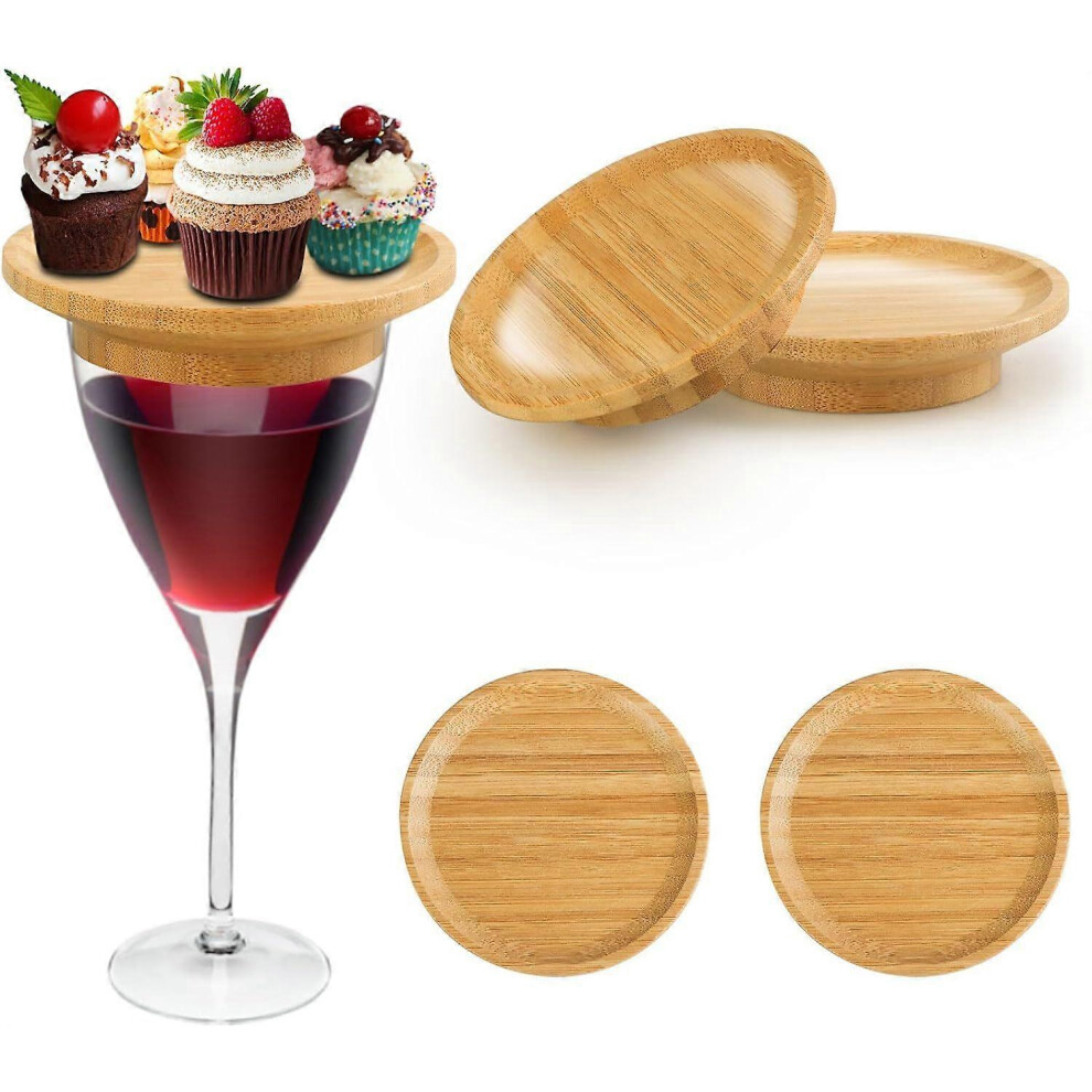 4Pcs Wine Glass Charcuterie Board Topper, Wine Glass Topper Coasters Plate for Family Gatherings
