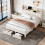 (Beige) Linen double upholstered bed (without mattress) 3