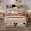 (Beige) Linen double upholstered bed (without mattress) 4