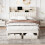 (Beige) Linen double upholstered bed (without mattress) 6