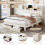 (Beige) Linen double upholstered bed (without mattress) 7