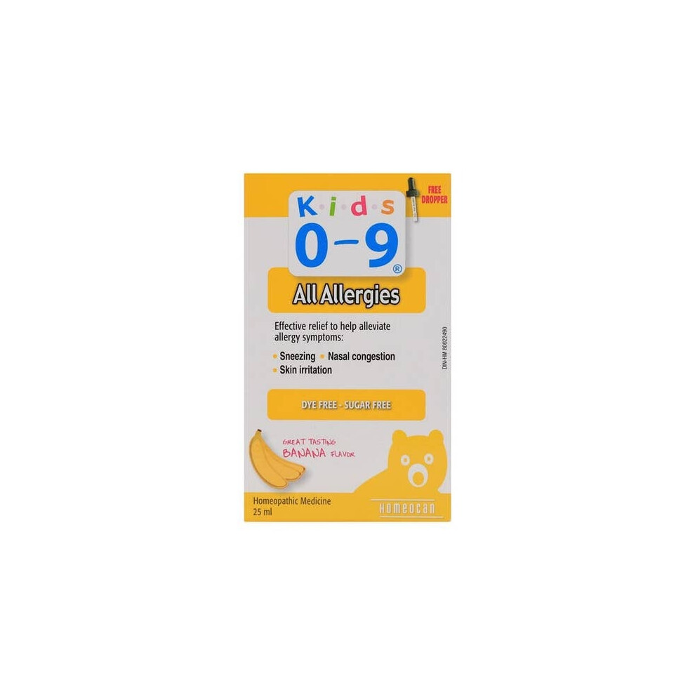 Homeocan Kids 0-9 Allergies Oral Solution, Natural Relief for Allergies in Children, Safe & Effective - 25ml