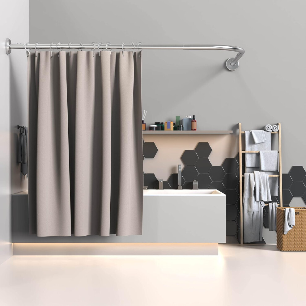 (70-100*90-120cm, Drilling Stainless Steel) Stainless steel shower curtain corner rod bathtub with 24pcs for bathroom