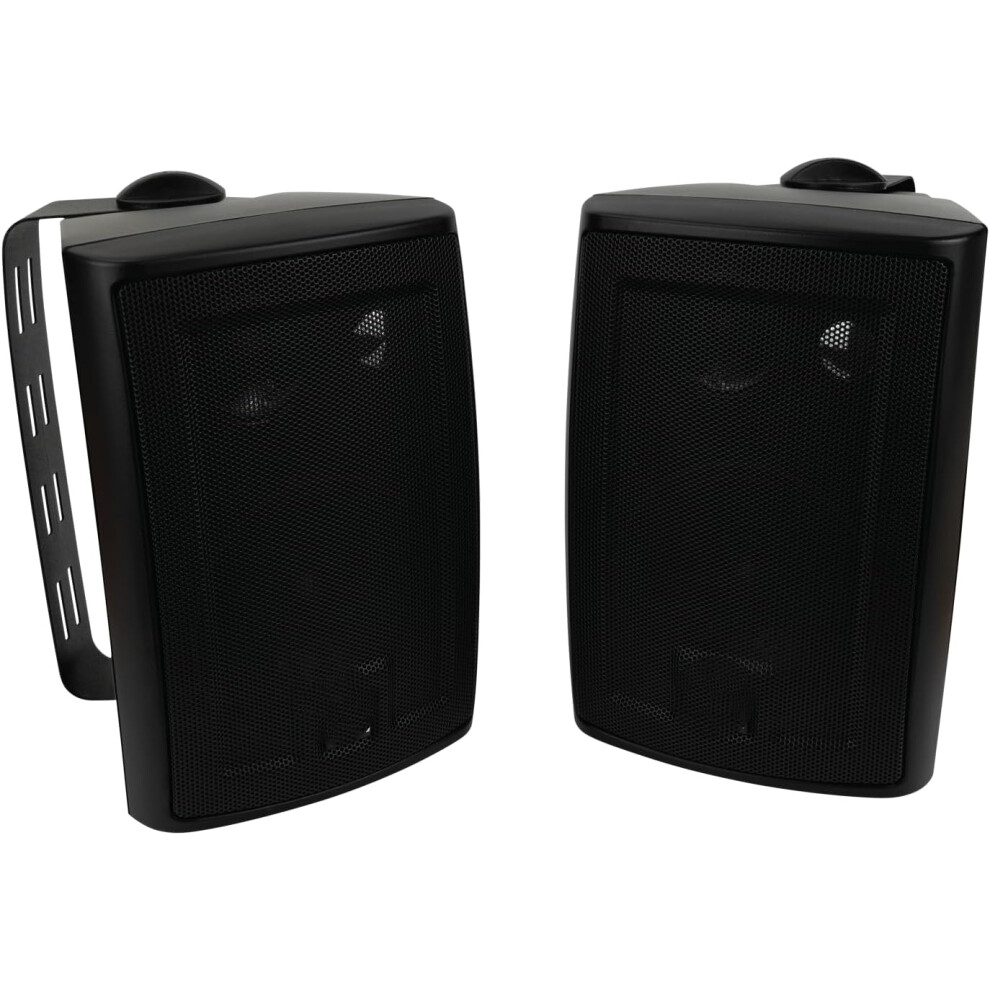 (Black, 100 Watt) 4" 3-way high performance indoor, outdoor and bookshelf studio monitor speaker with swivel stand and 100 watts of peak power