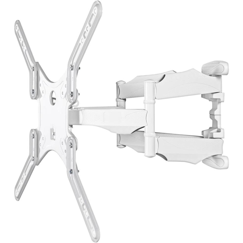 (White) Full Motion TV Wall Mount for 37-70 inch TVs and screens, Universal TV Wall Bracket up to 36,4 kg - Removable TV Wall Bracket