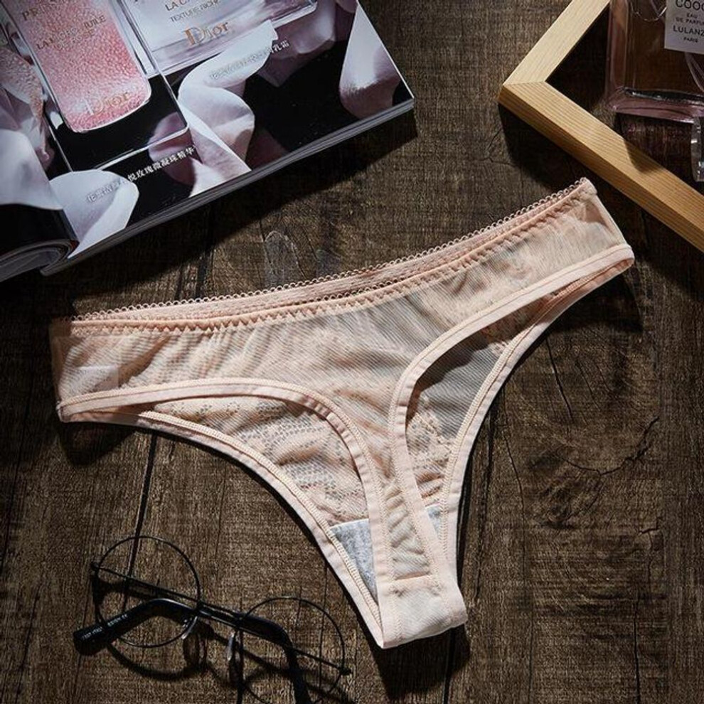 (apricot, M) Women&apos;s Sexy Panties Thong G-String Low-Rise Underwear  for  Ladies Bikini Cotton Crotch Lingerie