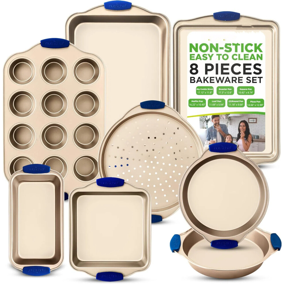Bakeware Set, Stackable Bakeware Trays, 8-Piece Non-Stick Oven Baking Sheet Set
