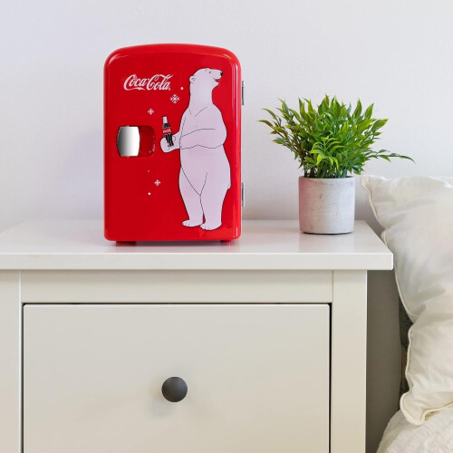 (Red) Coca Cola Mini Fridge Bedroom, Desktop Refrigerator Beverage Mini Fridge 1