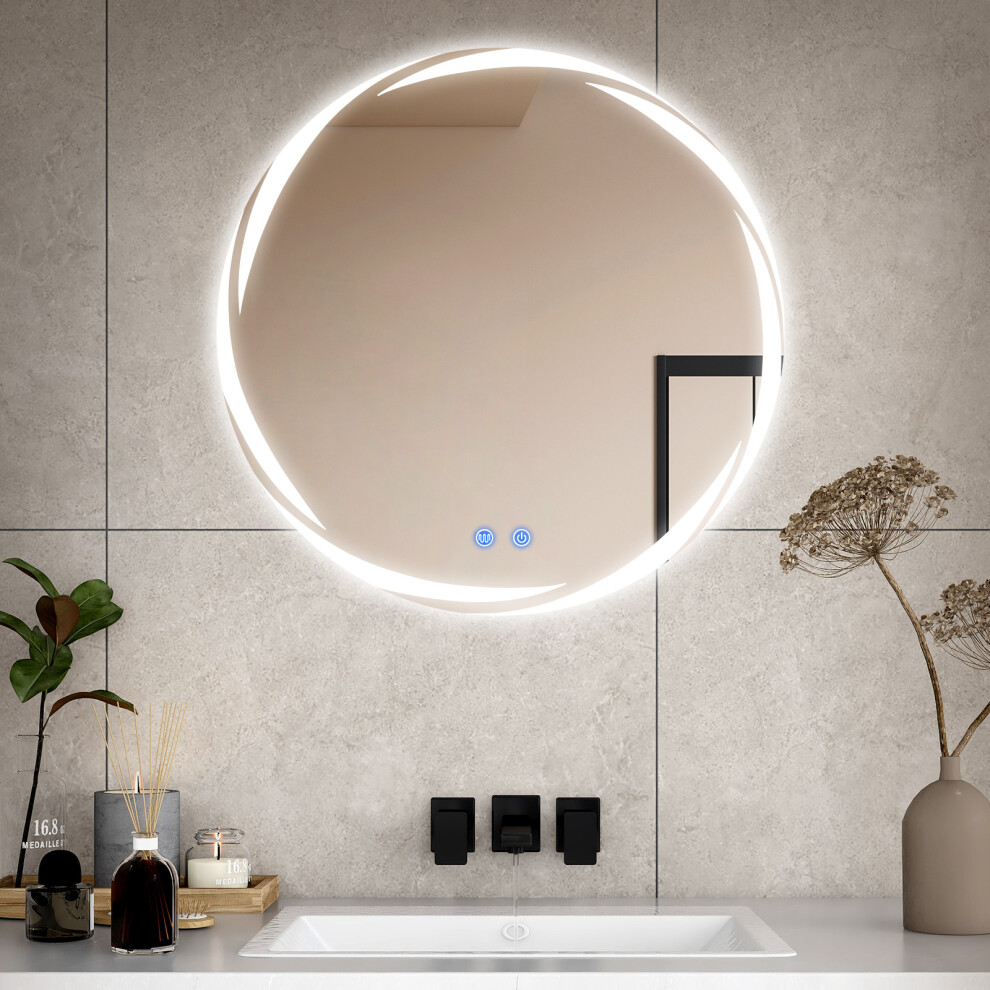 (60*60cm) LED Bathroom Mirror with 3 Mode Lights Demister