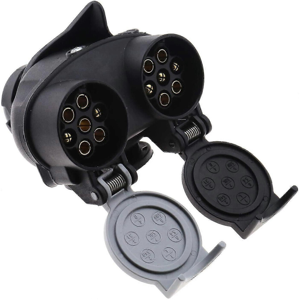 Adaptateur de prise de remorque 13 vers 7 broches 12n 12s double Eu pour voiture, remorque, camion, barre de remorquage 12v, étanche, noir