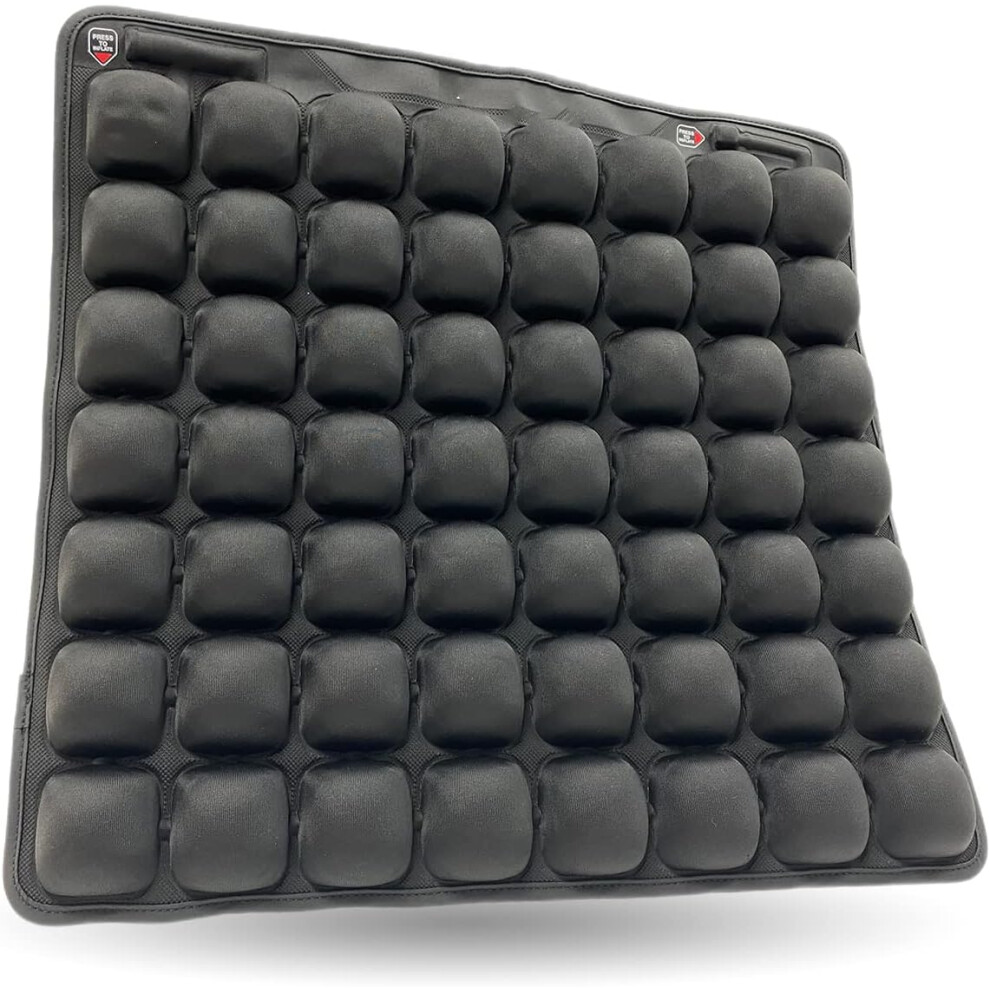 (Grey Cover) Air inflatable pressure relief seat cushion, suitable for wheelchair, car, office, home life, coccyx adjustable hardness, sciatic pain relief