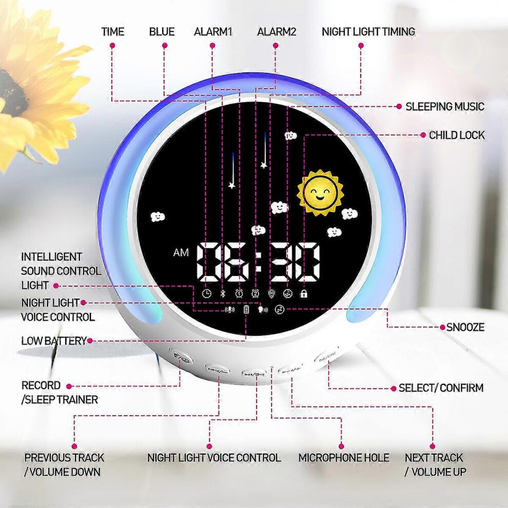 Sun & Moon Rise Kids Alarm Clock Children S Sleep Trainer Sleep Sound Machine Wake Up & Night Teach Kids Day & Night Zekai Light