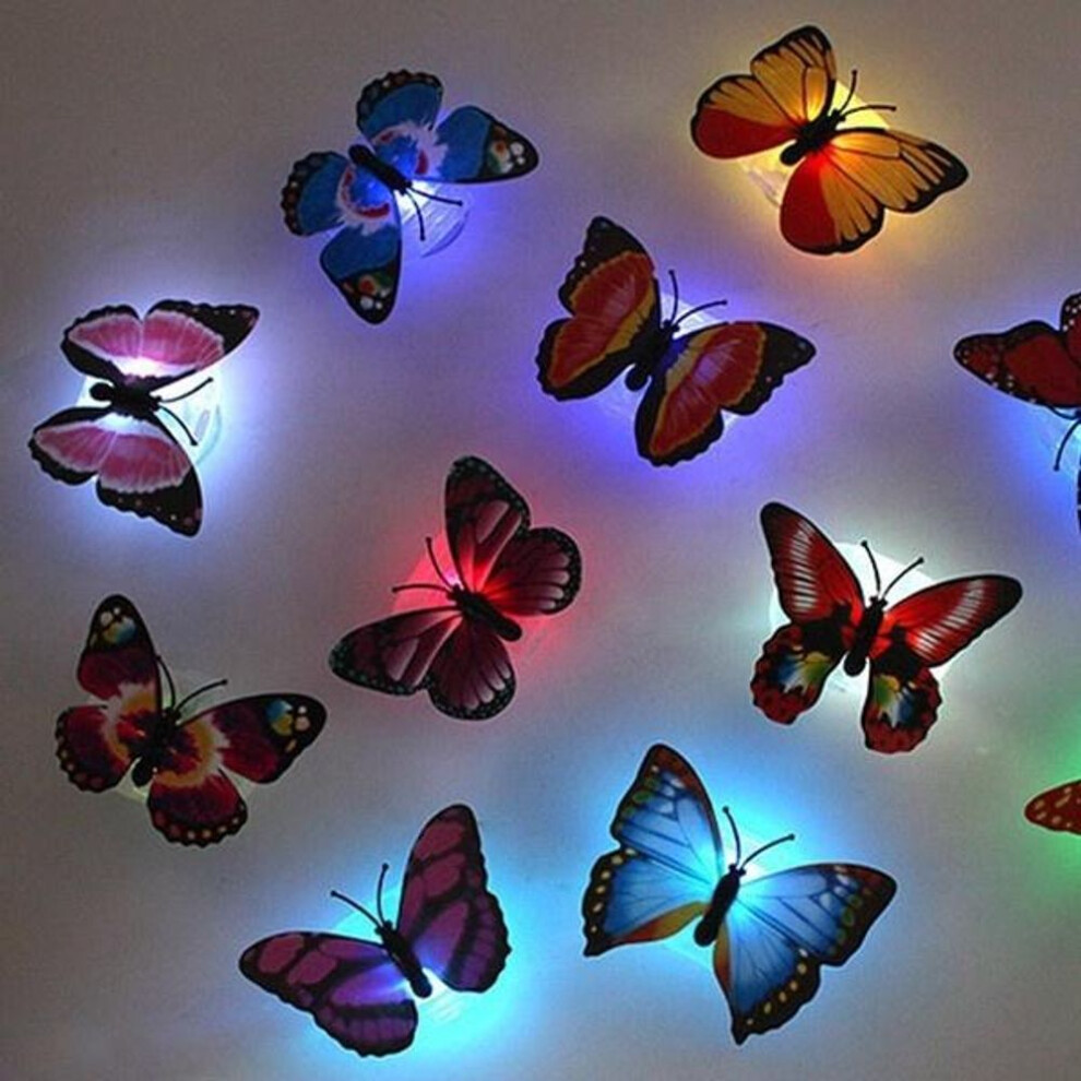 (multicolor, 5pcs) 3D Double-layer Three-dimensional Butterfly Wall Decal Butterfly Luminous Small Night Light Led Luminous Bedroom Light Festival Scene Layout