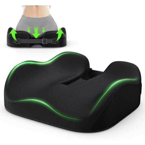 (Schwarz) Ergonomic Office Chair Seat Cushion, Memory Foam Coccyx Cushion, Hip, Coccyx, Sciatica Relief