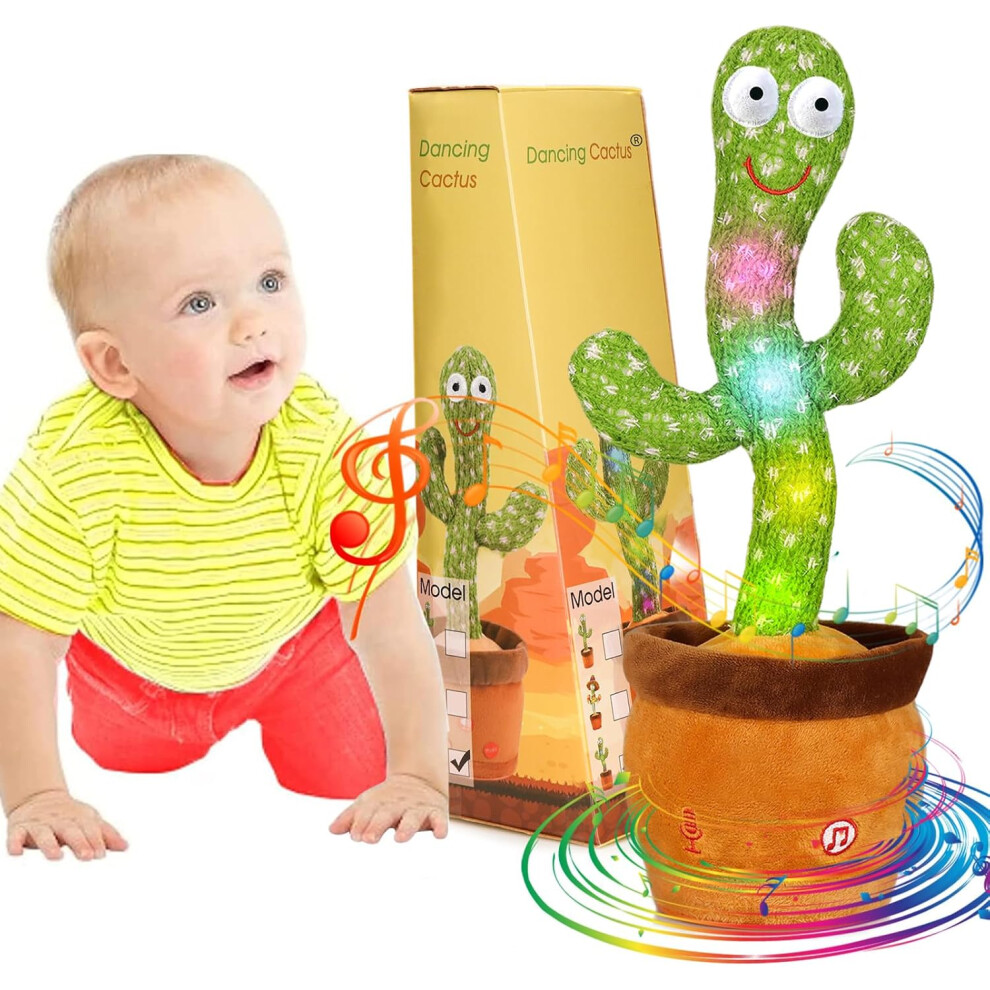 (A-Dancing Cactus Mimicking) Dancing Cactus Baby Toys, Talking Cactus Toys Repeats What You Say Baby Boy Toys, Dancing Cactus Mimicking Toy with LED E