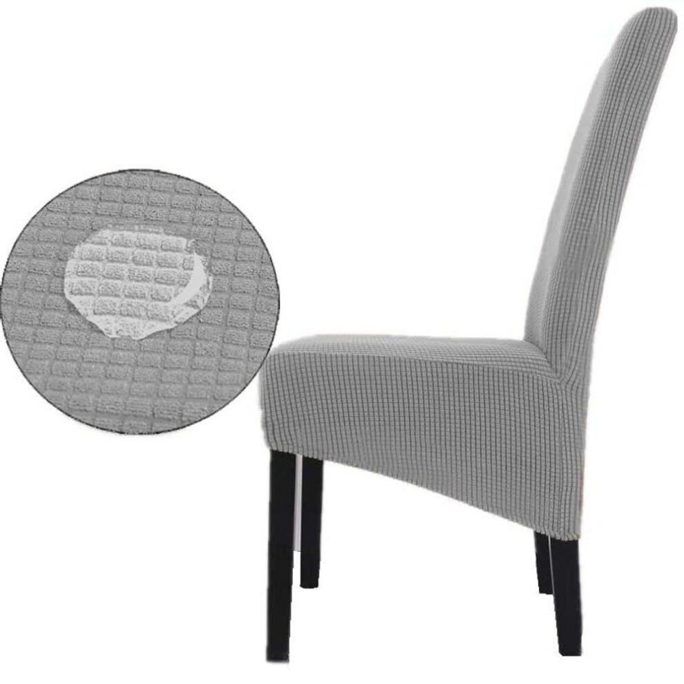 (light grey) Waterproof Jacquard Xl Dining High Back Chair Covers Stretch Slipcover Spandex  Protector With Elastic Band For Dining Room Wedding Ceremony Banquet
