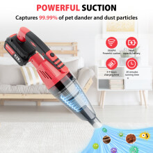 (With 2 Batteries) 2-in-1 Cordless Vacuum Cleaner, 22KPA Stick & Handheld Vacuum for Car and Home, 2.2Ah Battery, 30min Runtime, Pet Hair Removal, Easy Empty Dustbin