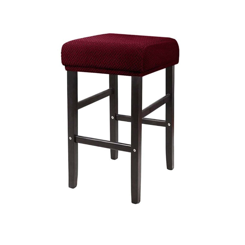 (burgundy) Stretch Rectangle Bar Stool Covers Jacquard Vanity Stool Cover Washable Counter Stool Covers Bar Stool Seat Covers Saddle Seat Cover