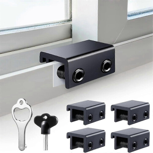 Sliding Window Locks (4 Pack), Security Window Locks with Keys, Adjustable Aluminum Sliding Window Zekai 1