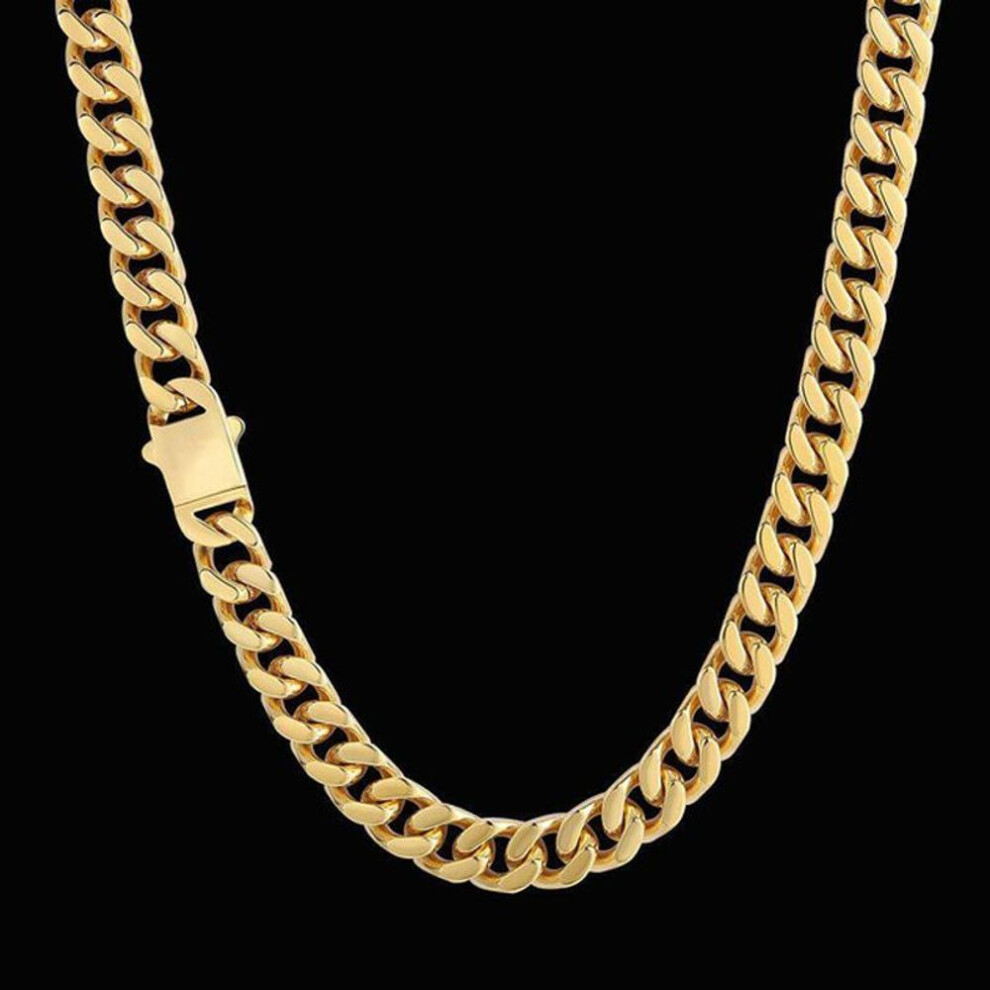 (gold, 18 inch) 6mm Gold Bracelet Necklace 8/18/20/24 Inch Hip Hop Necklace Bracelet Set For Women Man Fashion Wedding Party Jewelry