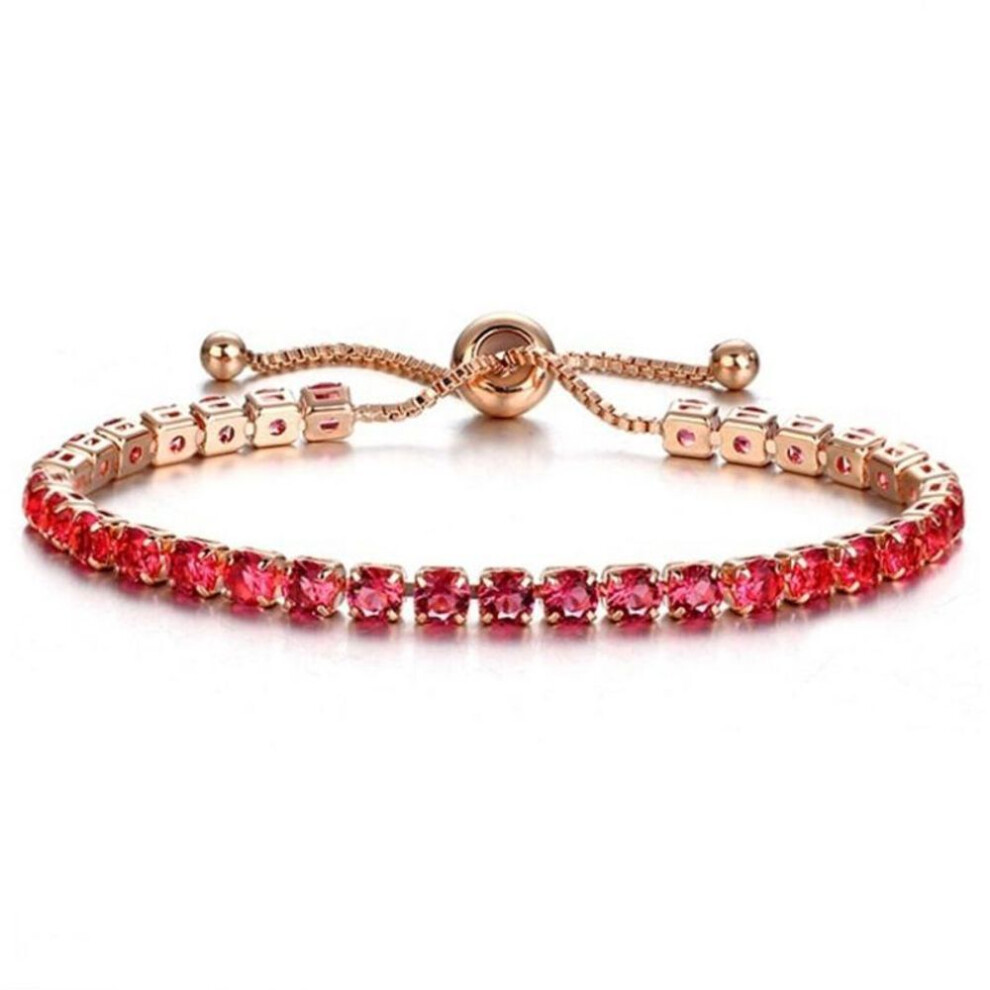(red) Cubic Zirconia Bracelet Bangle Beads Adjustable Handmade Charm Bracelets Women Fashion Jewelry Gifts