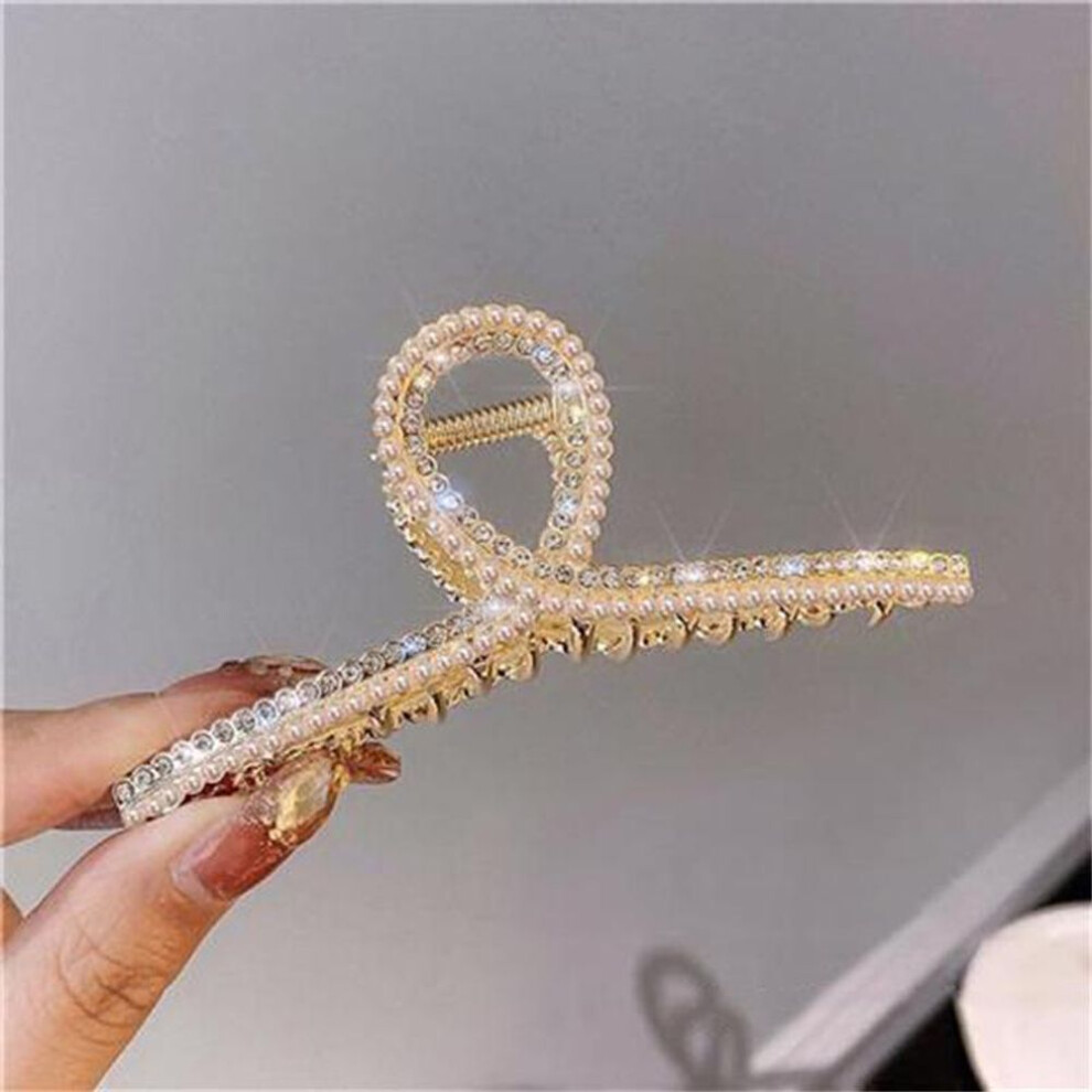 (cross) Elegant Metal Rhinestone Hair Claw Gold Color Hollow Geometry Hair Clips for Women Vintage Hairpin Hair Crab Hair Accessories