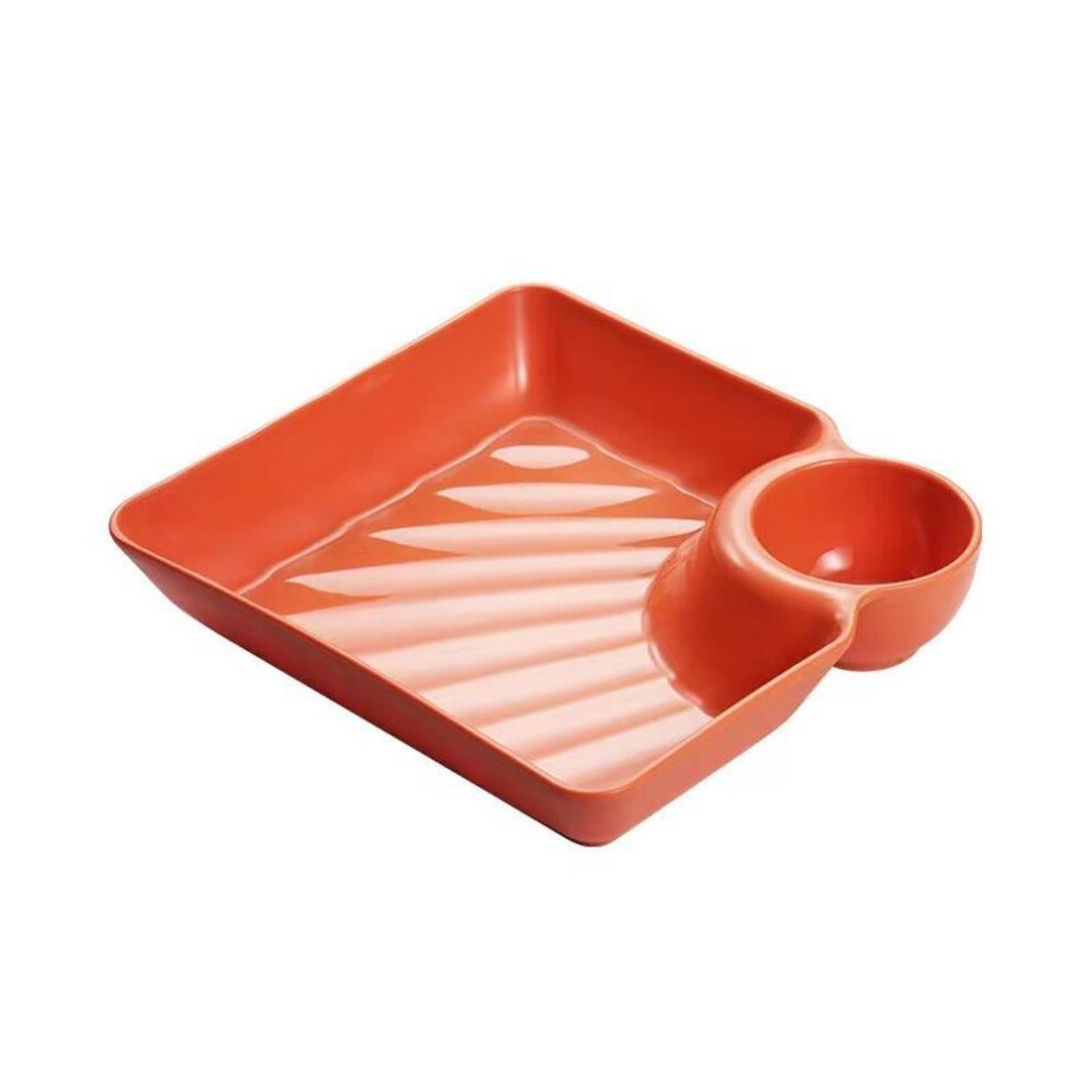 (red, 1 PCS) 1/4 Pcs Dumpling Plate Non Slip Stackable Plastic Dipping Saucer Sushi Dish