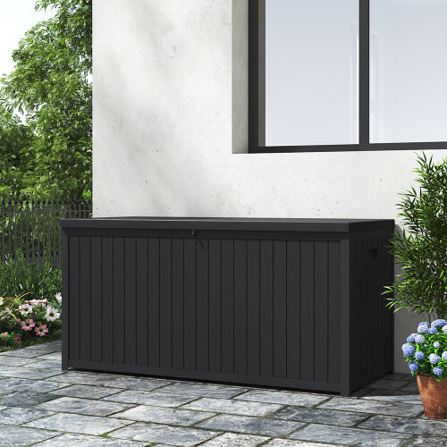 430L Black Lockable Waterproof Garden Storage Box 1