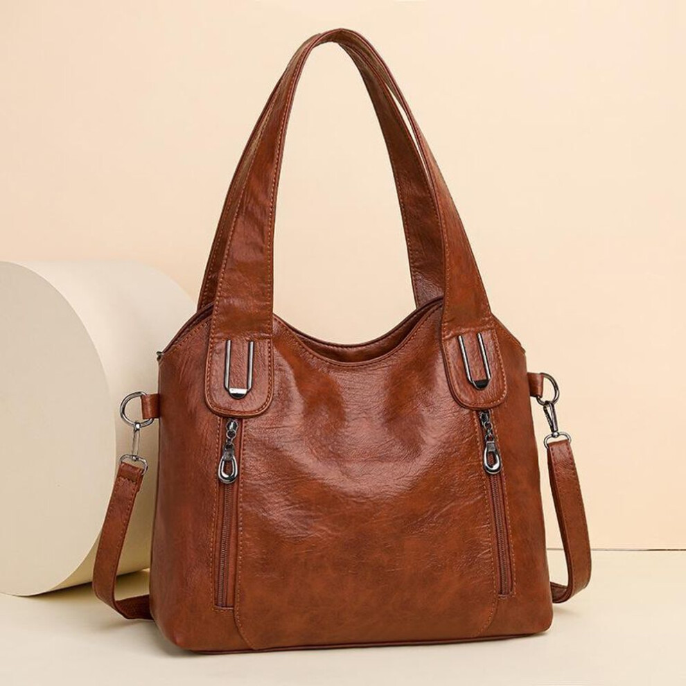 (light brown) "2024 Fashionable Women&apos;s Large Capacity Tote: Casual Handbag & Shoulder Messenger Bag"