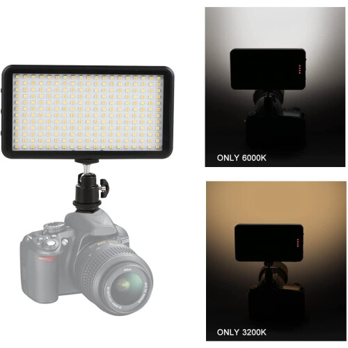 W228 LED Video Light 6000k Dimmable Ultra Bright Panel Digital Camera/Camcorder Light, LED Light (No Battery) 1