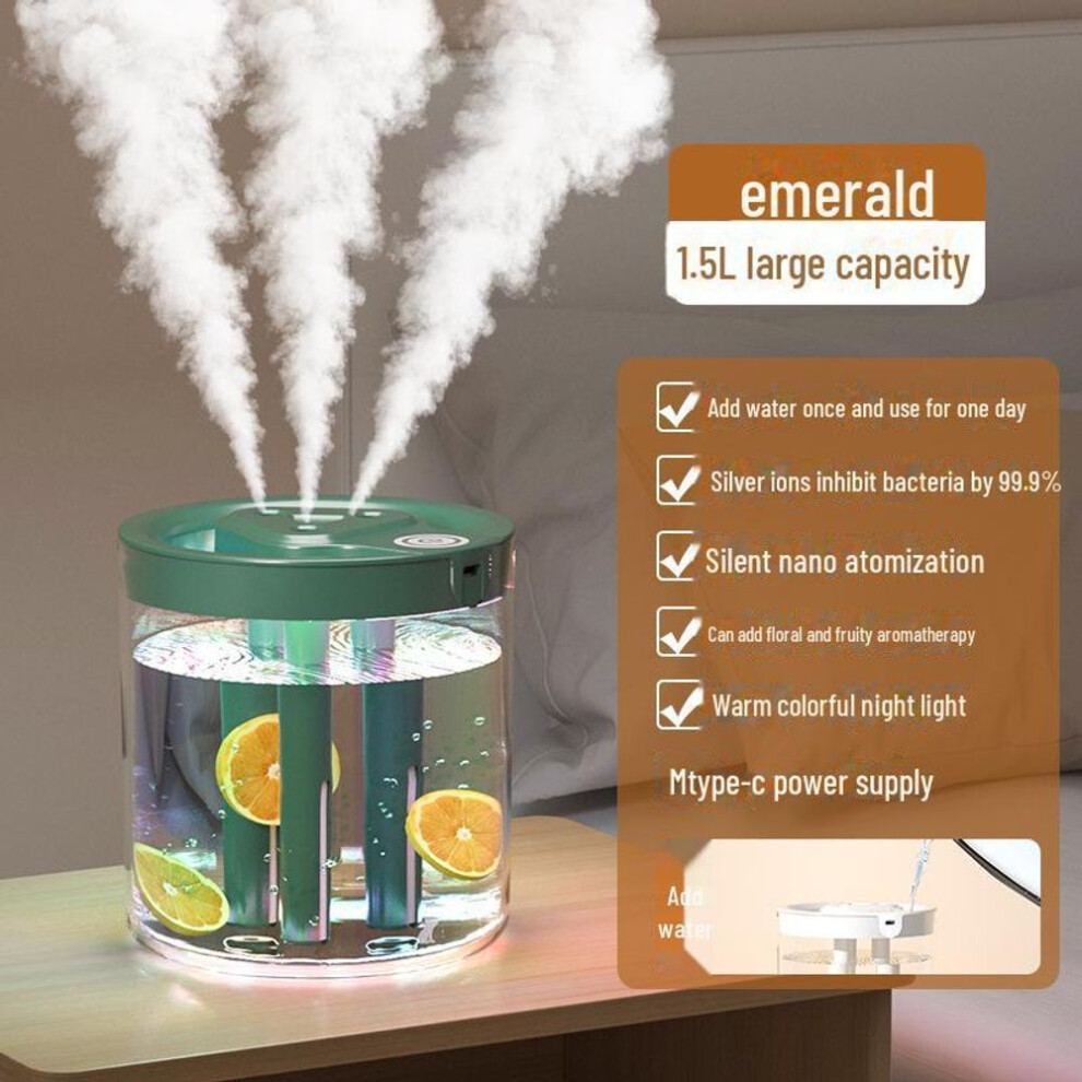 (dark green, Comes with 3 filter elements) Silent Desktop Air Conditioner & Humidifier for Bedroom and Office Aromatherapy