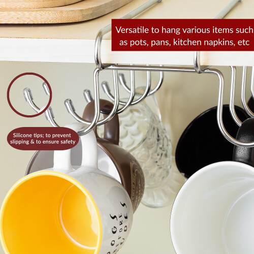 Innoteck essentials Under Shelf Cup Hanging Rack With 10 Hooks 2