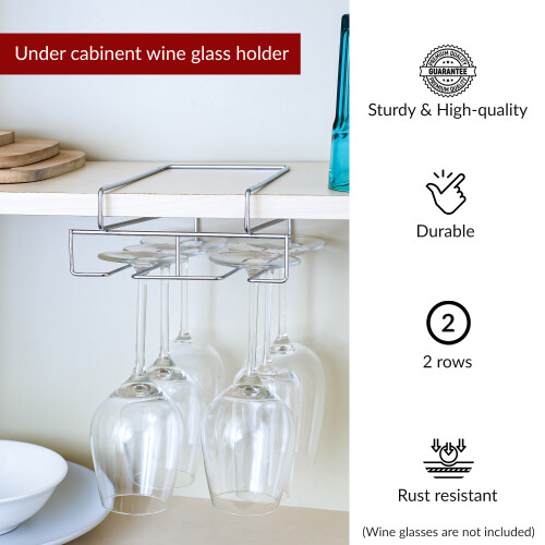 Innoteck Essentials Kitchen Under Cabinet Wine Glass Holder 1