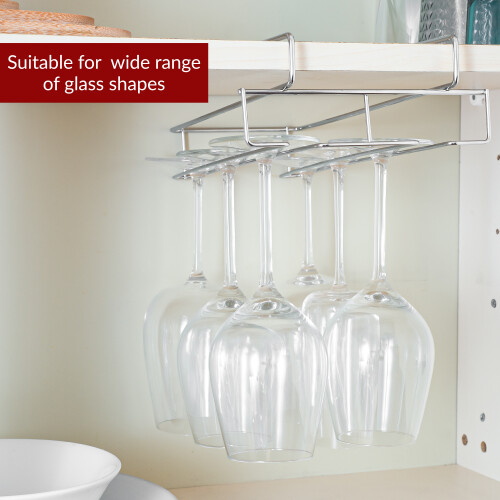 Innoteck Essentials Kitchen Under Cabinet Wine Glass Holder 2