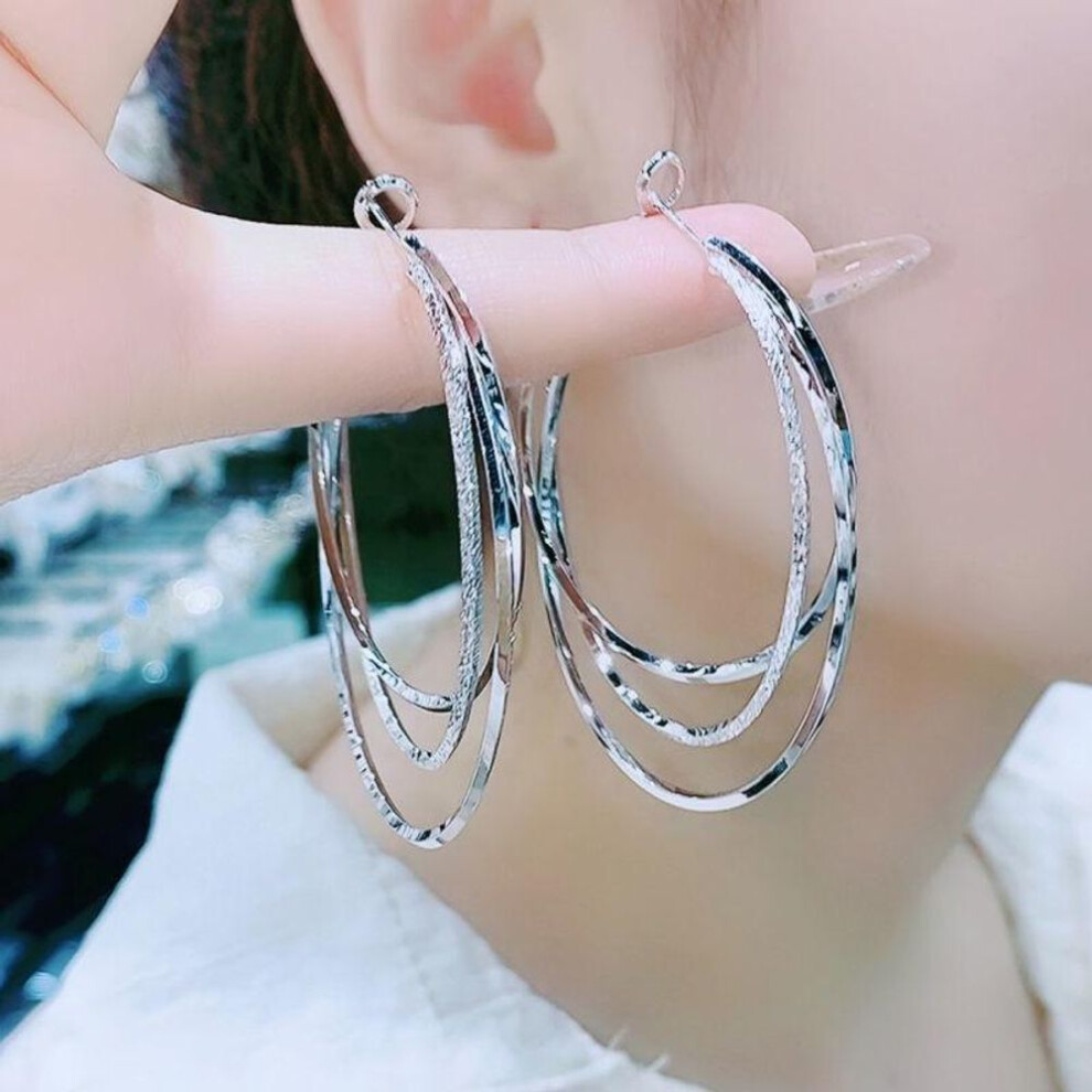 (silver) Exquisite Fashion Female 3-layer Earrings  Romantic Valentine&apos;s Day Gift Engagement Wedding Anniversary Women&apos;s Jewelry