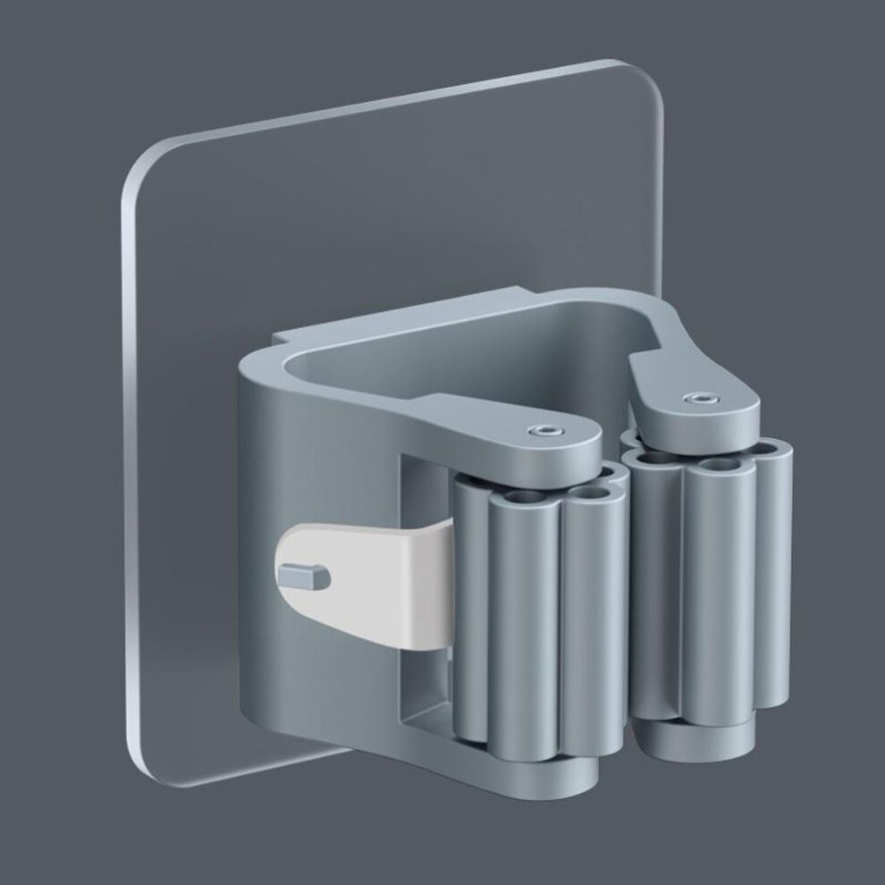 (grey) 2pcs Home Storage Rack Bathroom Wall Mounted Mop Organizer Holder Broom Hanging Hook